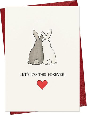 Cheerin Romantic Love Card with Envelopes - Sweetest Day Cards for Him and Her - Anniversary Card for Husband, Wife, Fiance, Boyfriend, Girlfriend - Bunny Birthday Card Gift 5x7 Inch in Kuwait