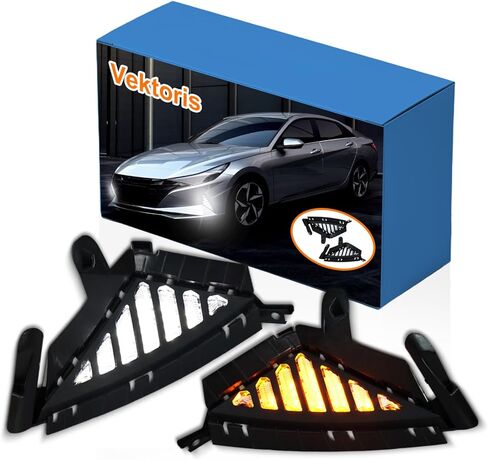 LED Front Bumper Fog Light Compatible with Hyundai Elantra 2021~2023 (Not fit N-line) DRL Indicator Light White Daytime Running Light | Amber Turn signal lamp, Replaces# HY1038168, HY1039168 in Kuwait