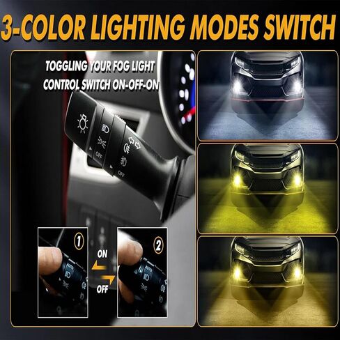 3 Inch Bi-LED Projector Fog Lights Kit For Toyota Camry 2007-2014, 20000LM Super Bright Fog Driving Lamps with 3 Colors (6000K/4500K/3000K), High/Low Beam Laser Lens, Easy to Install in Kuwait