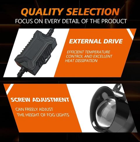 3 Inch Bi-LED Projector Fog Lights Kit For Toyota Camry 2007-2014, 20000LM Super Bright Fog Driving Lamps with 3 Colors (6000K/4500K/3000K), High/Low Beam Laser Lens, Easy to Install in Kuwait