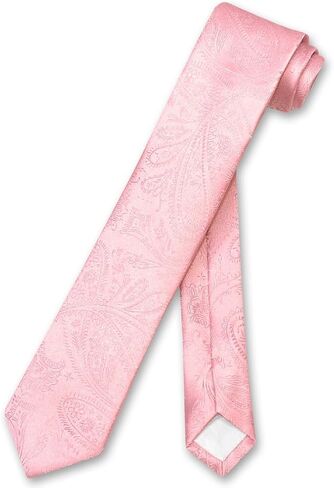Vesuvio Napoli Narrow NeckTie Solid HOT PINK FUCHSIA Paisley 2.5" Skinny Men Tie in Kuwait