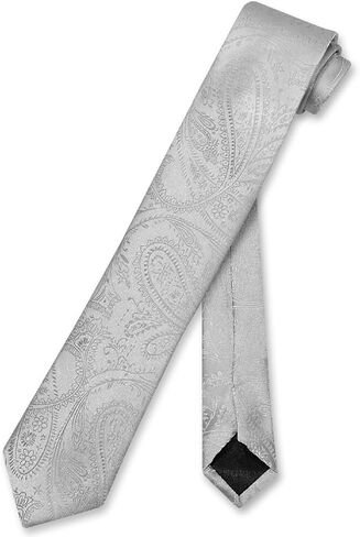 Vesuvio Napoli Narrow NeckTie Solid HOT PINK FUCHSIA Paisley 2.5" Skinny Men Tie in Kuwait