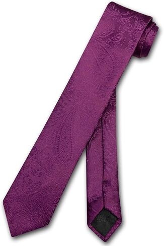 Vesuvio Napoli Narrow NeckTie Solid HOT PINK FUCHSIA Paisley 2.5" Skinny Men Tie in Kuwait