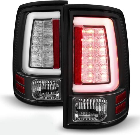 ACANII - For [Factory LED Tail Light Model] 2013-2018 Dodge Ram 1500 Black LED Tube Tail Lights Brake Lamps V2 Pair in Saudi Arabia