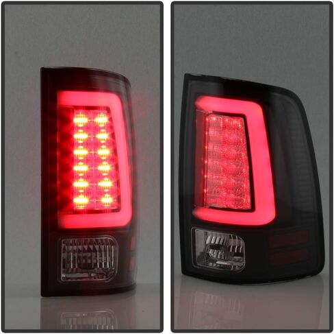 ACANII - For [Factory LED Tail Light Model] 2013-2018 Dodge Ram 1500 Black LED Tube Tail Lights Brake Lamps V2 Pair in Saudi Arabia