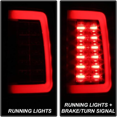 ACANII - For [Factory LED Tail Light Model] 2013-2018 Dodge Ram 1500 Black LED Tube Tail Lights Brake Lamps V2 Pair in Saudi Arabia
