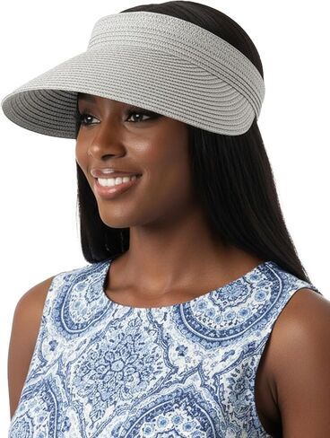 CHUNG Women Visor Sun Hat Paper Straw Wide Brim Adjutable Ponytail Packable Beach Holiday Summer Travel in Saudi Arabia