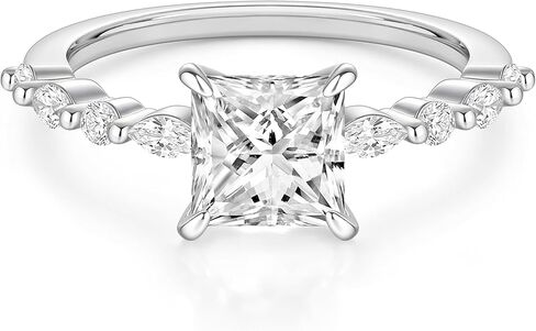 EAMTI 2CT 925 Sterling Silver Ring Princess Cut CZ Engagement Ring Marquise & Round Cubic Zirconia Wedding Band For Women Size 3-13 in Kuwait