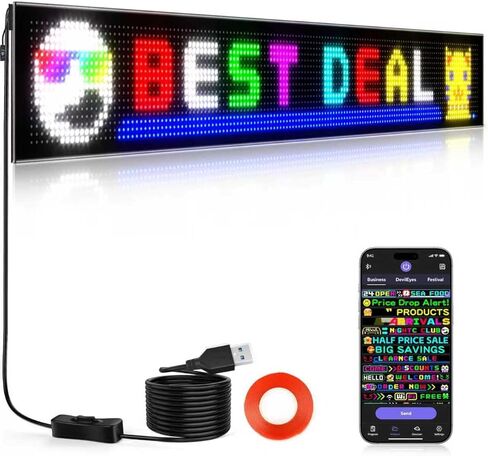 KJOY 58"X8" Huge Bright Programmable LED Sign, Full Color Custom LED Sign, Flexible Digital Scrolling LED Display for Business Store in Saudi Arabia