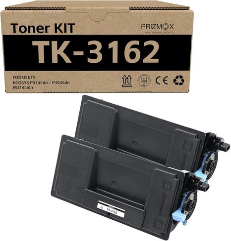 خرطوشة حبر سوداء TK3162 TK-3162 متوافقة مع Kyocera TK3162 1T02T90US0 لطابعة ECOSYS P3045dn P3050dn P3055dn P3060dn (12500 صفحة، عبوتان) in Kuwait