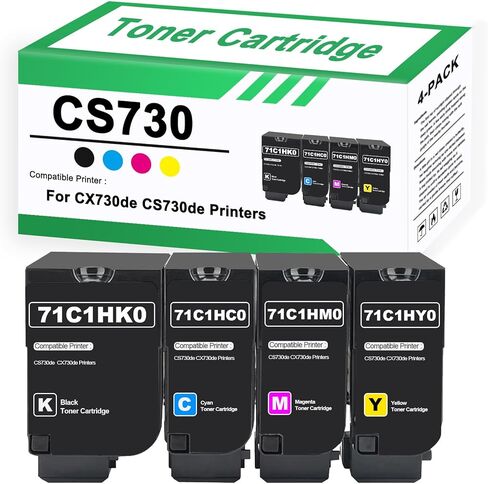 CS730 Toner Cartridge 71C1HK0 71C1HC0 71C1HY0 71C1HM0 Compatible for Lexmark CX730de CS730de Printers（4Pack, BCMY） in Kuwait