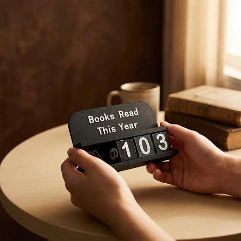 عداد قراءة الكتب - متتبع هدف القراءة بسعة الكتاب، ديكور رف الكتب القديم للقراء، دودة الكتب وهدية لمحبي المكتبة (أسود) in Kuwait