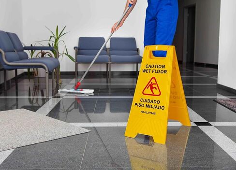 Alpine Wet Floor Signs 3 Pack - 24 Inch Caution Wet Floor Sign, High Visibility Yellow Slippery When Wet Sign - Bilingual Safety Warning Sign to Easily Avoid Slippery Accidents in High Traffic Areas in Kuwait