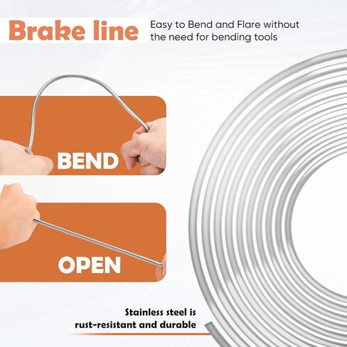 3/16" Complete Brake Line Kit, 25FT Stainless Steel Tubing, Flaring Tool & Fittings for Use in Hydraulic Brake Systems, Fuel Lines, and Transmission Systems in Kuwait
