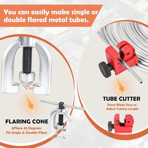 3/16" Complete Brake Line Kit, 25FT Stainless Steel Tubing, Flaring Tool & Fittings for Use in Hydraulic Brake Systems, Fuel Lines, and Transmission Systems in Kuwait