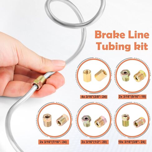3/16" Complete Brake Line Kit, 25FT Stainless Steel Tubing, Flaring Tool & Fittings for Use in Hydraulic Brake Systems, Fuel Lines, and Transmission Systems in Kuwait