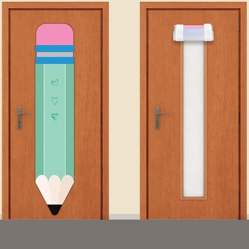 2 Pcs Blackout Window Cover,Classroom Door Window Cover, Pencil Shape Classroom Curtains for Office, Porch, Room Door Windows Shades(Pink) in Saudi Arabia