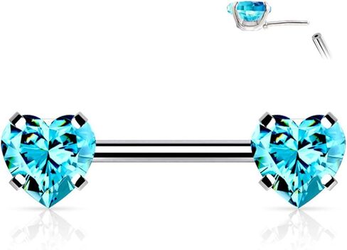 2PCS 316L Surgical Steel 14G Nipple Barbells Threadless Push In Prong Set Heart CZ Nipple Rings Bars Nipplerings Piercing Women 12mm 1/2 Inch in Saudi Arabia