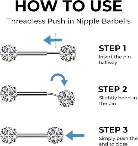 2PCS 316L Surgical Steel 14G Nipple Barbells Threadless Push In Prong Set Heart CZ Nipple Rings Bars Nipplerings Piercing Women 12mm 1/2 Inch in Saudi Arabia