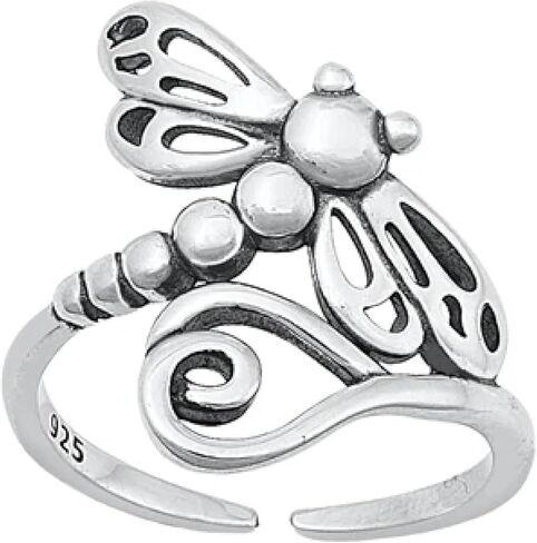 Sterling Silver Toe Ring, Dragonfly, 925 Stamped, Adjustable, No Pinch in Kuwait
