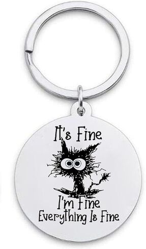 سلسلة مفاتيح مضحكة ملتوية على شكل قطة، إنها بخير، أنا بخير، كل شيء على ما يرام، حلقات مفاتيح هدايا إيجابية ملهمة in Kuwait