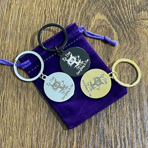 Funny Quirky Cat Keychain It's Fine I’m Fine Everything is Fine keyrings Uplifting Inspirational Positive Gifts in Saudi Arabia