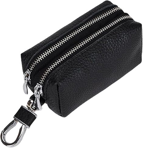 1 قطعة محفظة مفاتيح السيارة الجلدية متعددة الوظائف الطبقة الأولى جلد البقر حقيبة مفاتيح مزدوجة سستة المفاتيح المحفظة in Kuwait