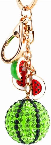 JewelBeauty Shiny Crystal Watermelon Pendant Car Key Chain Key Jewelry Keyring Fashion Trinket Souvenir Key Holder Key Finder Bag Decorations in Saudi Arabia