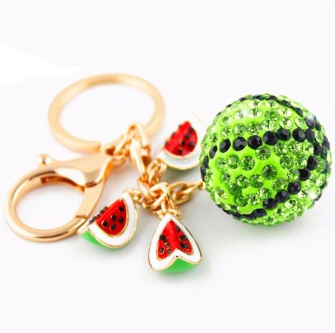 JewelBeauty Shiny Crystal Watermelon Pendant Car Key Chain Key Jewelry Keyring Fashion Trinket Souvenir Key Holder Key Finder Bag Decorations in Saudi Arabia