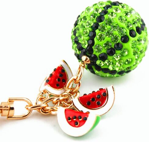 JewelBeauty Shiny Crystal Watermelon Pendant Car Key Chain Key Jewelry Keyring Fashion Trinket Souvenir Key Holder Key Finder Bag Decorations in Saudi Arabia