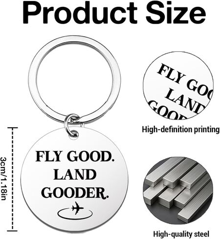 Fly Good Keychain Pilot Gifts for Men, Funny Land Gooder Keyring Gifts for Pilots Flight Attendants Christmas Birthday in Kuwait