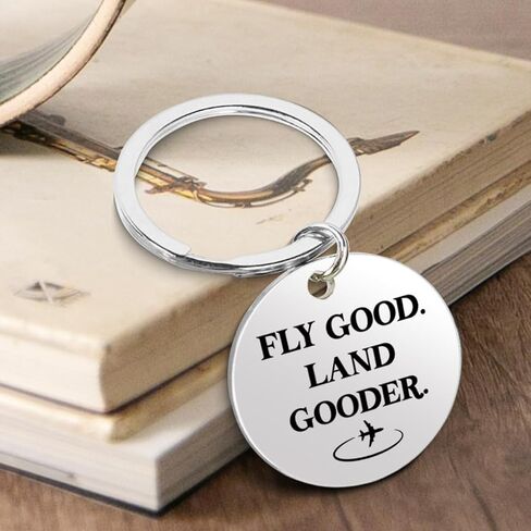 Fly Good Keychain Pilot Gifts for Men, Funny Land Gooder Keyring Gifts for Pilots Flight Attendants Christmas Birthday in Kuwait