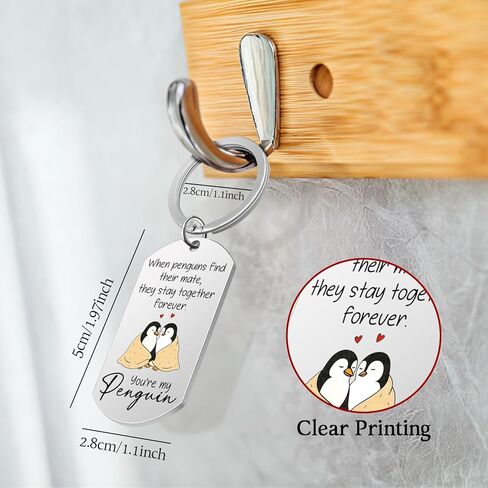 لطيف عيد الحب سلسلة المفاتيح للزوجين طيور البطريق تحت عنوان الذكرى السنوية عيد ميلاد عيد الميلاد هدايا رومانسية لصديقها صديقة زوج زوجة طيور البطريق عاشق هدية in Kuwait