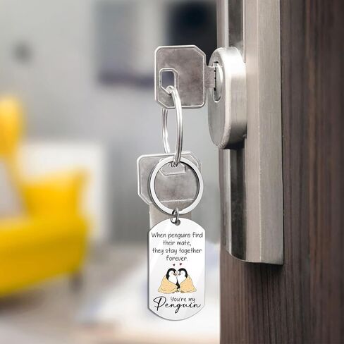 لطيف عيد الحب سلسلة المفاتيح للزوجين طيور البطريق تحت عنوان الذكرى السنوية عيد ميلاد عيد الميلاد هدايا رومانسية لصديقها صديقة زوج زوجة طيور البطريق عاشق هدية in Kuwait