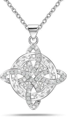 عقدة سلتيك قلادة S925 الفضة الاسترليني مكعب زركونيا خمر الأيرلندية الساحرات عقدة قلادة قلادة ويتشي نودو دي بروجا بلاتا الأيرلندية الويكا الصليب المجوهرات هدية للنساء الرجال عيد الميلاد عيد ميلاد in Kuwait