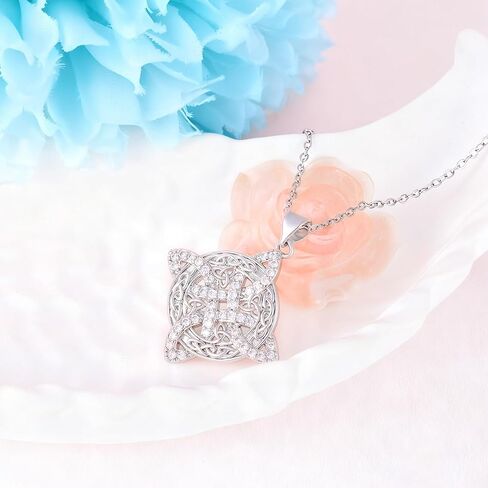 عقدة سلتيك قلادة S925 الفضة الاسترليني مكعب زركونيا خمر الأيرلندية الساحرات عقدة قلادة قلادة ويتشي نودو دي بروجا بلاتا الأيرلندية الويكا الصليب المجوهرات هدية للنساء الرجال عيد الميلاد عيد ميلاد in Kuwait