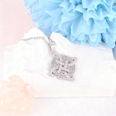 عقدة سلتيك قلادة S925 الفضة الاسترليني مكعب زركونيا خمر الأيرلندية الساحرات عقدة قلادة قلادة ويتشي نودو دي بروجا بلاتا الأيرلندية الويكا الصليب المجوهرات هدية للنساء الرجال عيد الميلاد عيد ميلاد in Kuwait