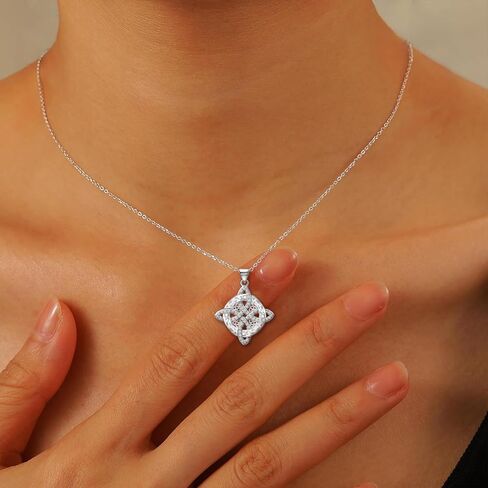 عقدة سلتيك قلادة S925 الفضة الاسترليني مكعب زركونيا خمر الأيرلندية الساحرات عقدة قلادة قلادة ويتشي نودو دي بروجا بلاتا الأيرلندية الويكا الصليب المجوهرات هدية للنساء الرجال عيد الميلاد عيد ميلاد in Kuwait