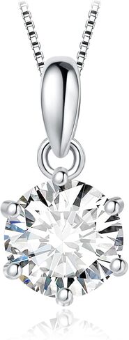 JewelryPalace Round 1ct 2ct 3ct Moissanite Solitaire Pendant Necklace for Women, Classic Simulated Diamond 925 Sterling Silver 14k White Gold Plated Necklaces for Her VVS D-F, 18 Inch Box chain in Saudi Arabia