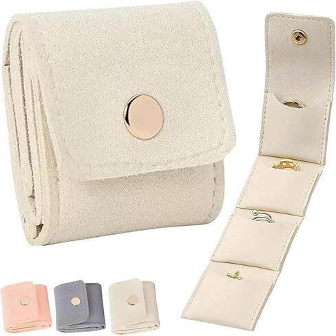 Mini Travel Jewelry Bag, Mini Jewelry Travel Case Multifunctional Folding with Buckle, Portable Jewelry Pouch for Travel Essentials, Earrings, Rings, Necklaces (White*1) in Saudi Arabia