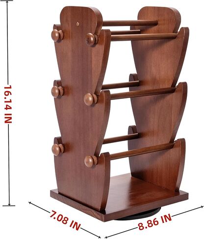 حامل سوار مجوهرات خشبي دوار على الوجهين مع 6 حوامل قابلة للإزالة - منظم أساور من 3 طبقات مثالي لتنظيم وعرض الأساور والساعات والإكسسوارات in Kuwait
