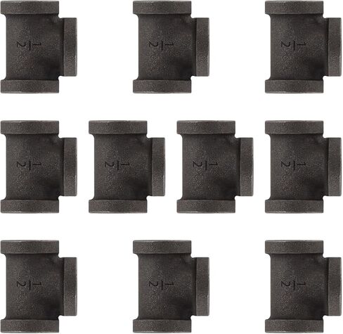 10 Pack 3/4 inches Tees Malleable Cast Iron Pipe, Industrial Pipe for Threaded Black Pipes and Fittings, DIY Steampunk Industrial Vintage Style. in Kuwait