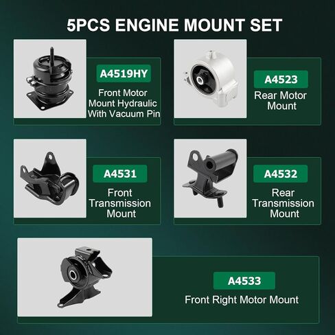 SCITOO Engine Motor and Trans Mount Full Set for Acura for MDX 3.5L 2003-2006, for Honda for Pilot 3.5L 2006-2008 Replace A4519HY A4533 A4523 A4531 A4532 in Saudi Arabia