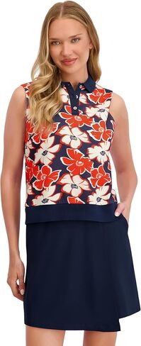 Stella Parker Women's Performance Sleeveless Polo Shirt – UPF 50+, Stretch Fabric, Gold Buttons in Kuwait