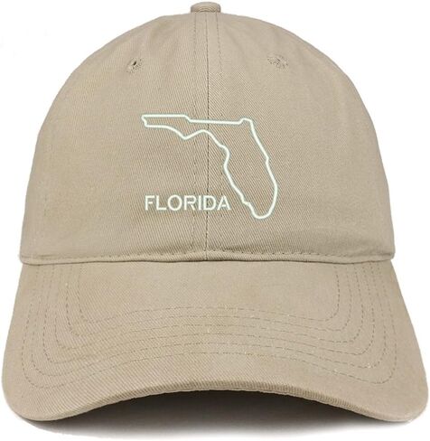 Trendy Apparel Shop Florida Text State Outline State Embroidered Cotton Dad Hat in Saudi Arabia