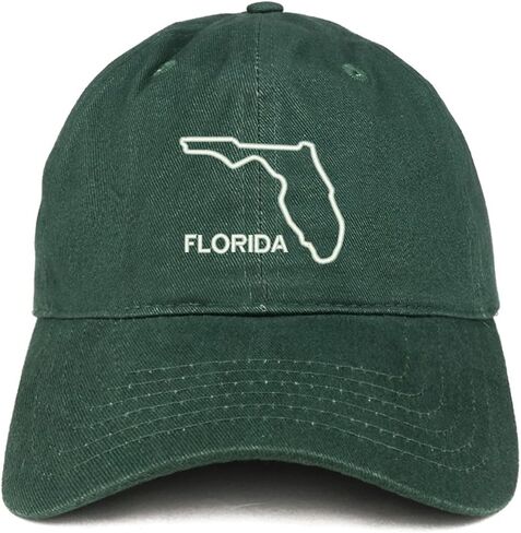 Trendy Apparel Shop Florida Text State Outline State Embroidered Cotton Dad Hat in Saudi Arabia