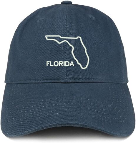Trendy Apparel Shop Florida Text State Outline State Embroidered Cotton Dad Hat in Saudi Arabia