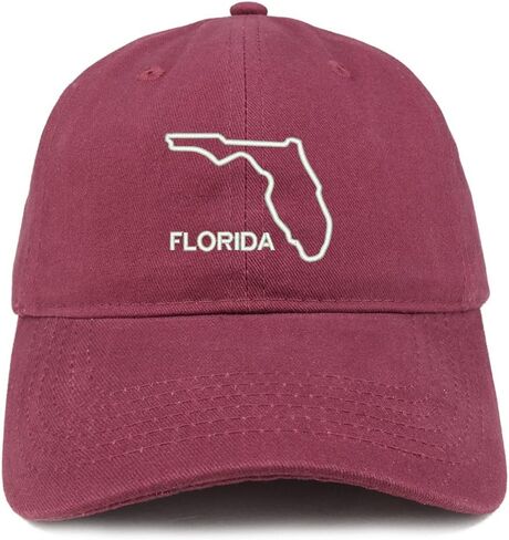 Trendy Apparel Shop Florida Text State Outline State Embroidered Cotton Dad Hat in Saudi Arabia