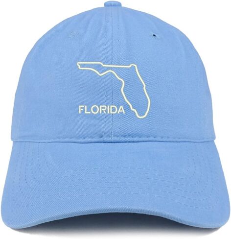 Trendy Apparel Shop Florida Text State Outline State Embroidered Cotton Dad Hat in Saudi Arabia
