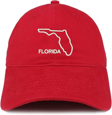 Trendy Apparel Shop Florida Text State Outline State Embroidered Cotton Dad Hat in Saudi Arabia
